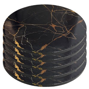 Tortenplatte / Cake Board - Exklusive Tortenplatten Marmor-Optik in Schwarz - Gold 28 cm